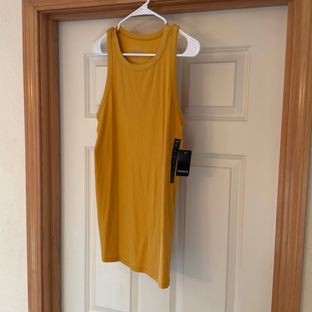 Torrid Super High Ribbed Neck Tank Top Gold/Yellow NWT